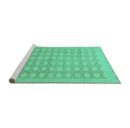 Sideview of Machine Washable Oriental Turquoise Traditional Area Rugs, wshabs2587turq