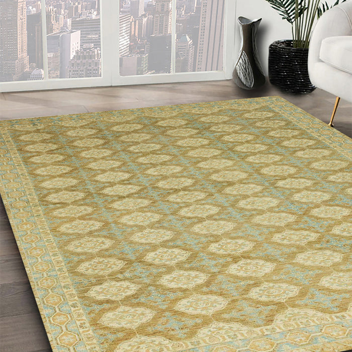Machine Washable Abstract Caramel Brown Rug in a Family Room, wshabs2587