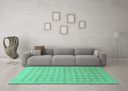 Machine Washable Oriental Turquoise Traditional Area Rugs in a Living Room,, wshabs2587turq