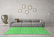 Machine Washable Abstract Emerald Green Modern Area Rugs in a Living Room,, wshabs2588emgrn