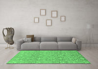 Machine Washable Abstract Emerald Green Modern Rug, wshabs2588emgrn