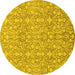 Round Abstract Yellow Modern Rug, abs2588yw