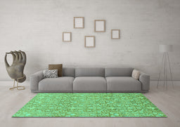Machine Washable Abstract Turquoise Modern Area Rugs in a Living Room,, wshabs2588turq