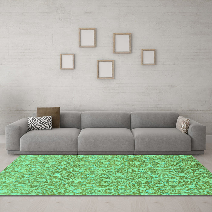 Machine Washable Abstract Turquoise Modern Area Rugs in a Living Room,, wshabs2588turq