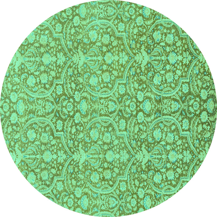 Round Machine Washable Abstract Turquoise Modern Area Rugs, wshabs2588turq