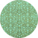 Round Machine Washable Abstract Light Blue Modern Rug, wshabs2588lblu