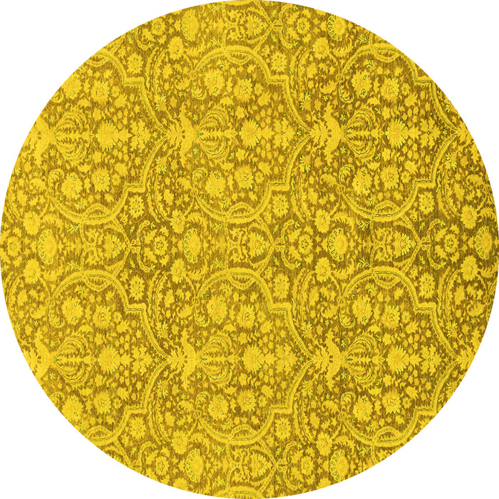 Round Machine Washable Abstract Yellow Modern Rug, wshabs2588yw