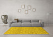 Machine Washable Abstract Yellow Modern Rug in a Living Room, wshabs2588yw