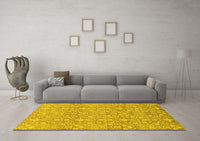 Machine Washable Abstract Yellow Modern Rug, wshabs2588yw