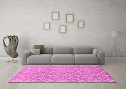 Machine Washable Abstract Purple Modern Area Rugs in a Living Room, wshabs2588pur