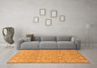 Machine Washable Abstract Orange Modern Area Rugs in a Living Room, wshabs2588org