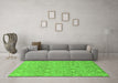 Machine Washable Abstract Green Modern Area Rugs in a Living Room,, wshabs2588grn