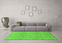 Machine Washable Abstract Green Modern Rug, wshabs2588grn