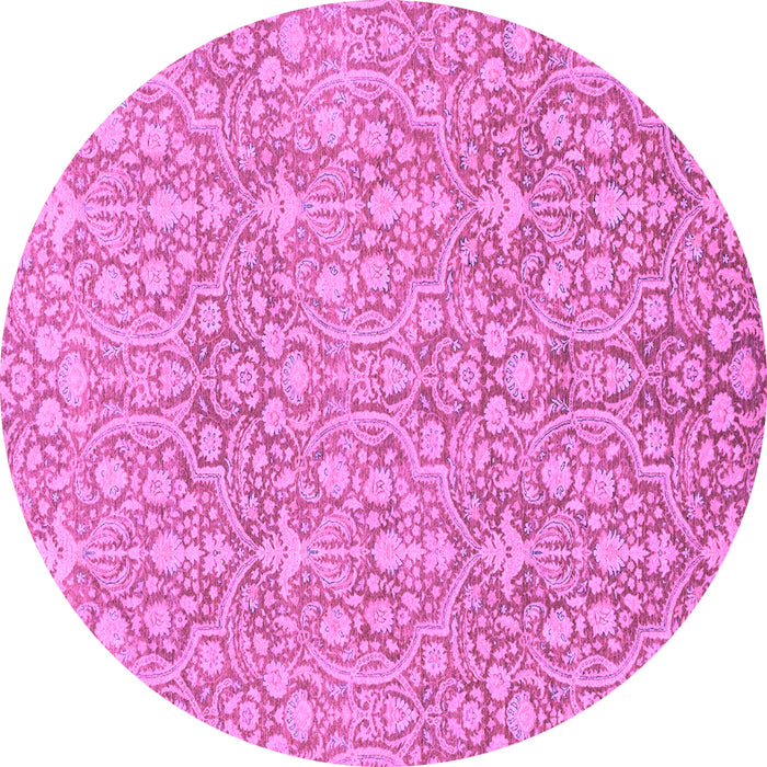 Round Machine Washable Abstract Purple Modern Area Rugs, wshabs2588pur