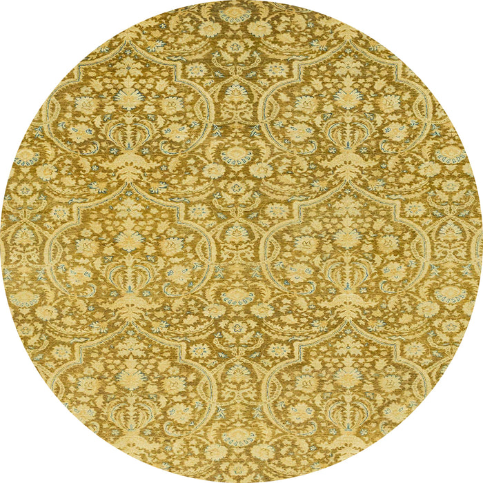 Round Abstract Cinnamon Brown Modern Rug, abs2588