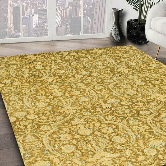 Machine Washable Abstract Cinnamon Brown Rug in a Family Room, wshabs2588