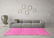 Machine Washable Abstract Pink Modern Rug in a Living Room, wshabs2588pnk