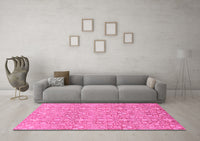 Machine Washable Abstract Pink Modern Rug, wshabs2588pnk