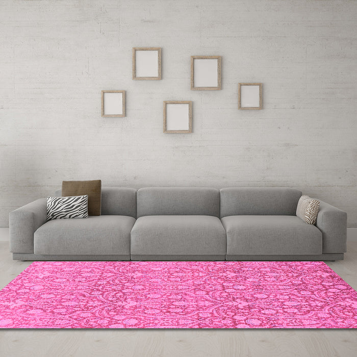 Machine Washable Abstract Pink Modern Rug in a Living Room, wshabs2588pnk