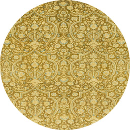 Round Machine Washable Abstract Cinnamon Brown Rug, wshabs2588