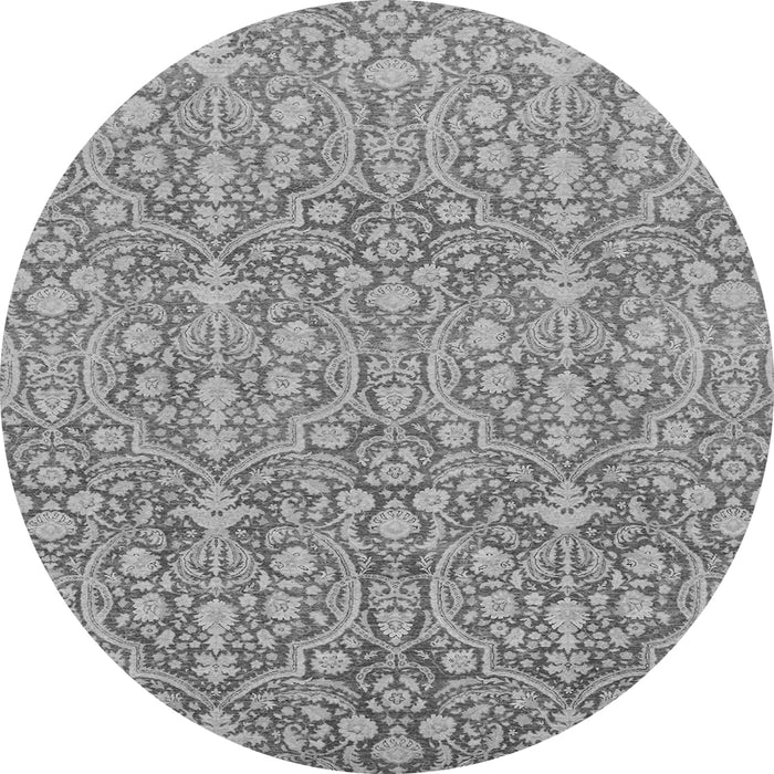 Round Machine Washable Abstract Gray Modern Rug, wshabs2588gry