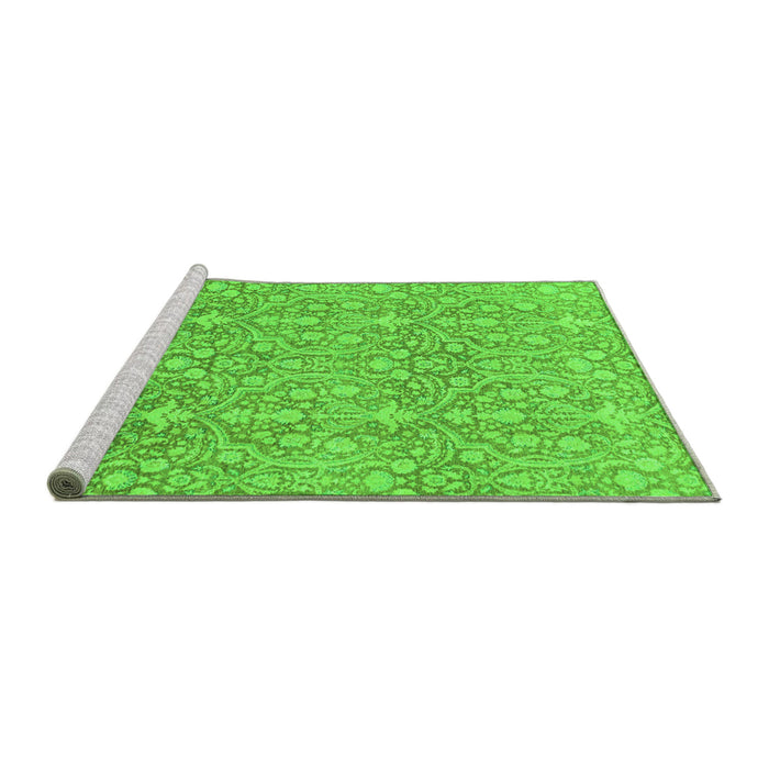 Sideview of Machine Washable Abstract Green Modern Area Rugs, wshabs2588grn