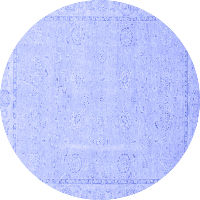 Round Abstract Blue Modern Rug, abs2589blu