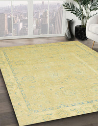 Abstract Mustard Yellow Modern Rug, abs2589