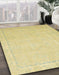 Machine Washable Abstract Mustard Yellow Rug in a Family Room, wshabs2589