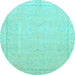 Round Machine Washable Abstract Light Blue Modern Rug, wshabs2589lblu