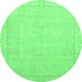 Round Abstract Emerald Green Modern Rug, abs2589emgrn