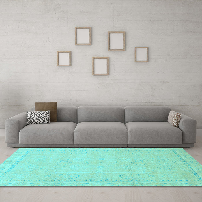Machine Washable Abstract Light Blue Modern Rug in a Living Room, wshabs2589lblu
