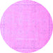 Round Abstract Purple Modern Rug, abs2589pur