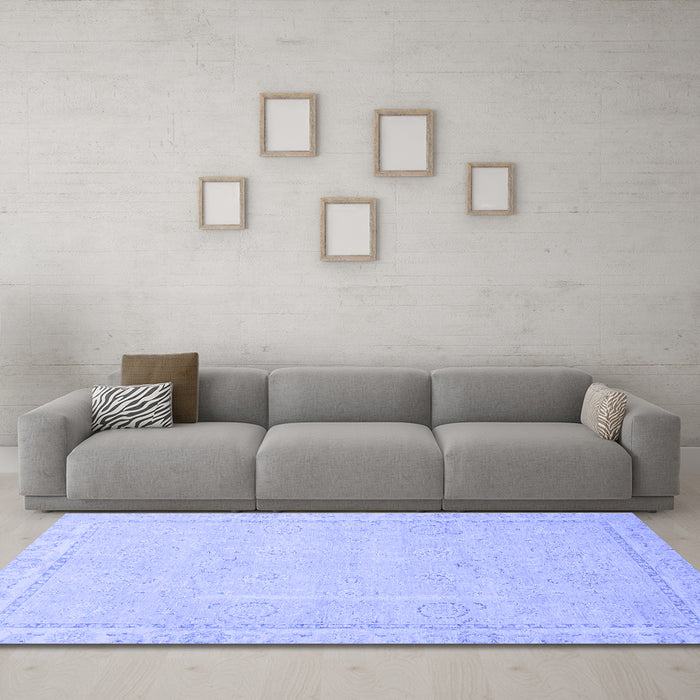 Machine Washable Abstract Blue Modern Rug in a Living Room, wshabs2589blu