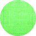 Round Abstract Green Modern Rug, abs2589grn