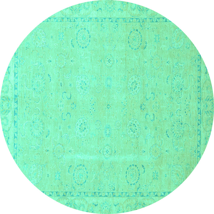 Round Abstract Turquoise Modern Rug, abs2589turq