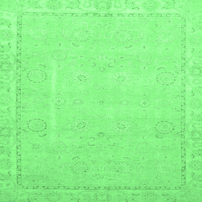 Square Machine Washable Abstract Emerald Green Modern Area Rugs, wshabs2589emgrn