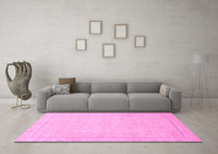 Machine Washable Abstract Pink Modern Rug, wshabs2589pnk