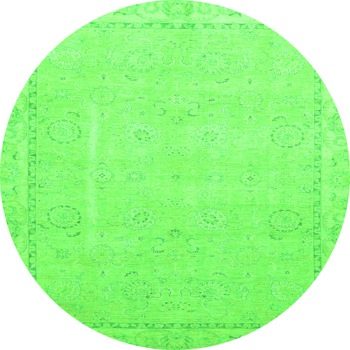 Round Machine Washable Abstract Green Modern Area Rugs, wshabs2589grn