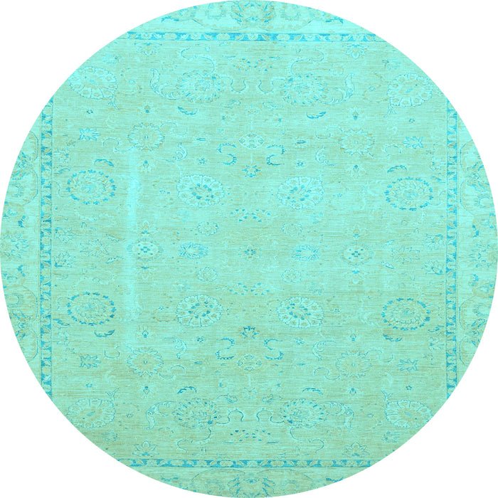 Round Abstract Light Blue Modern Rug, abs2589lblu