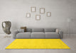 Machine Washable Abstract Yellow Modern Rug in a Living Room, wshabs2589yw