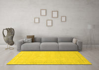 Machine Washable Abstract Yellow Modern Rug, wshabs2589yw