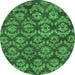 Round Machine Washable Abstract Emerald Green Modern Area Rugs, wshabs258emgrn