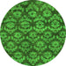 Round Machine Washable Abstract Green Modern Area Rugs, wshabs258grn