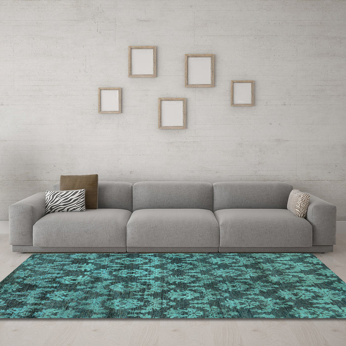 Machine Washable Abstract Light Blue Modern Rug in a Living Room, wshabs258lblu
