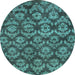 Round Abstract Light Blue Modern Rug, abs258lblu