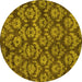 Round Abstract Yellow Modern Rug, abs258yw