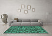 Machine Washable Abstract Turquoise Modern Area Rugs in a Living Room,, wshabs258turq