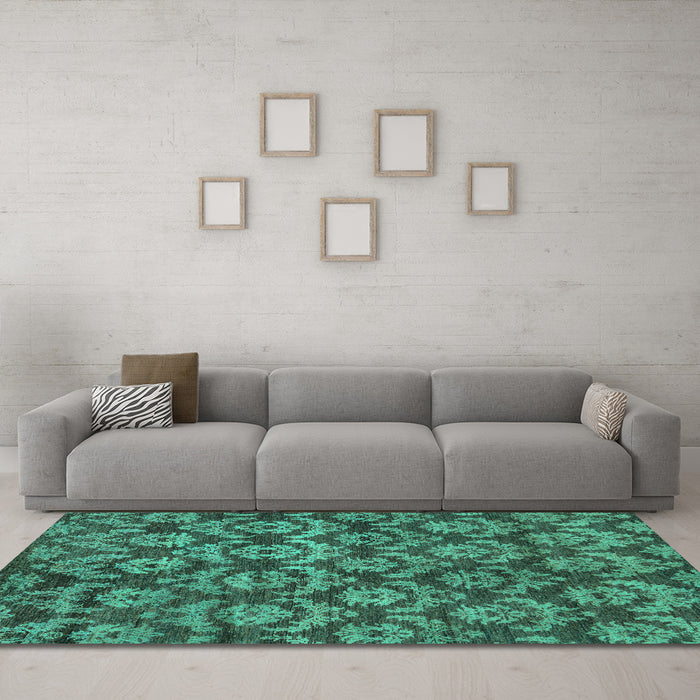 Machine Washable Abstract Turquoise Modern Area Rugs in a Living Room,, wshabs258turq