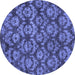 Round Abstract Blue Modern Rug, abs258blu